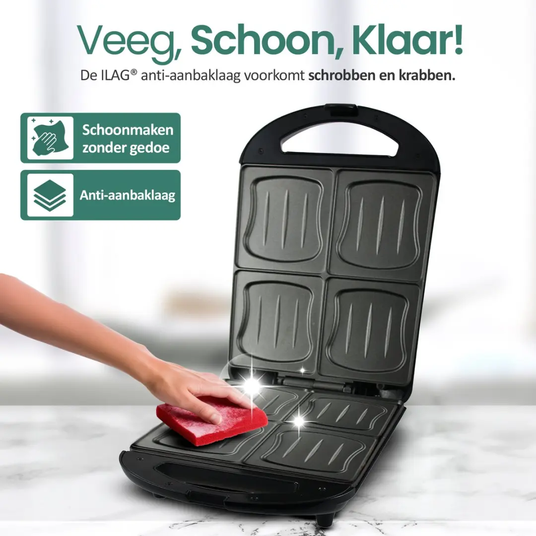 Emerio ST-111153.4 Tostiapparaat XXL - 4 Tosti's - 1300W - Zwart