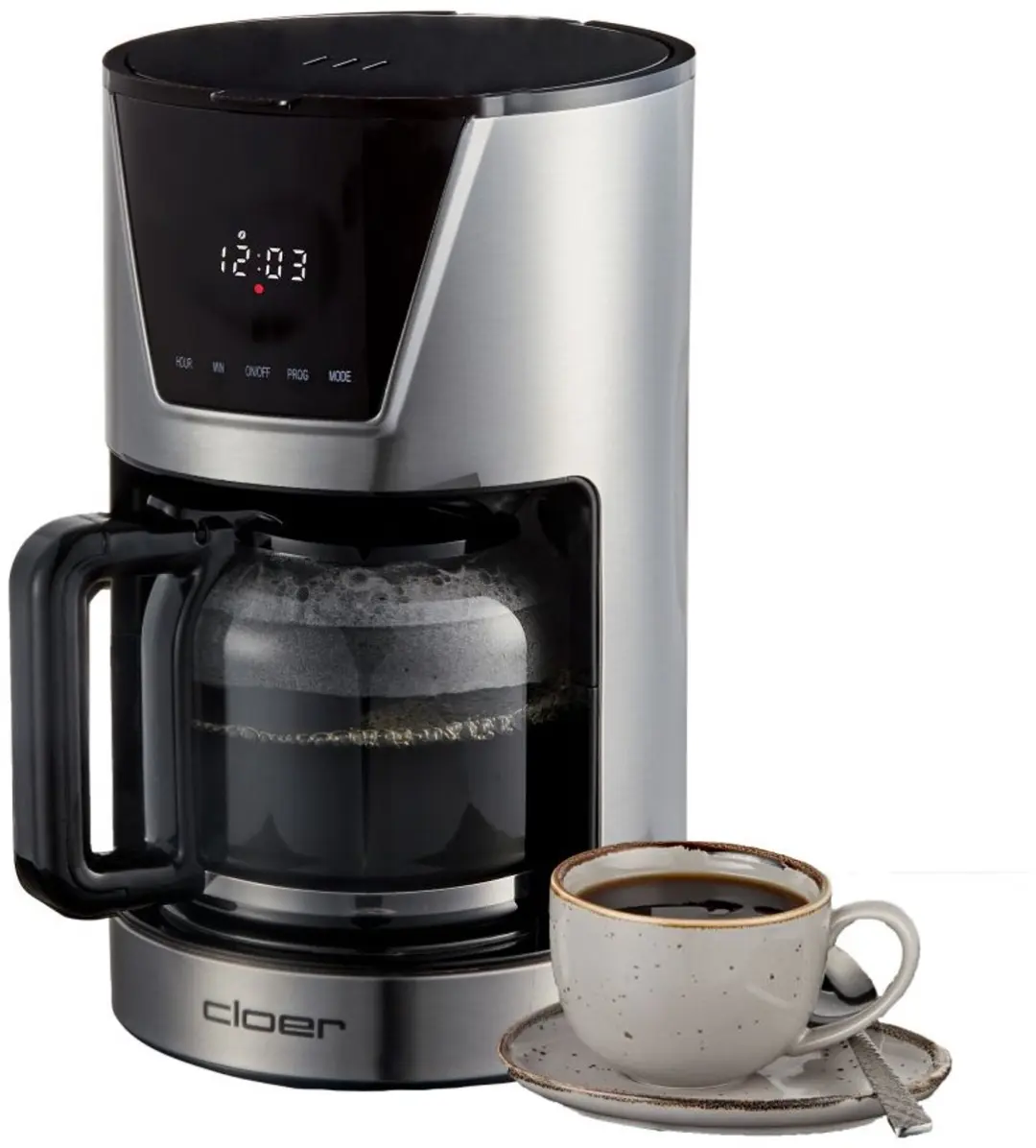 Cloer 5257 Volledig Automatisch Koffiezetapparaat - 12 Kopjes - 900W - Zwart/RVS