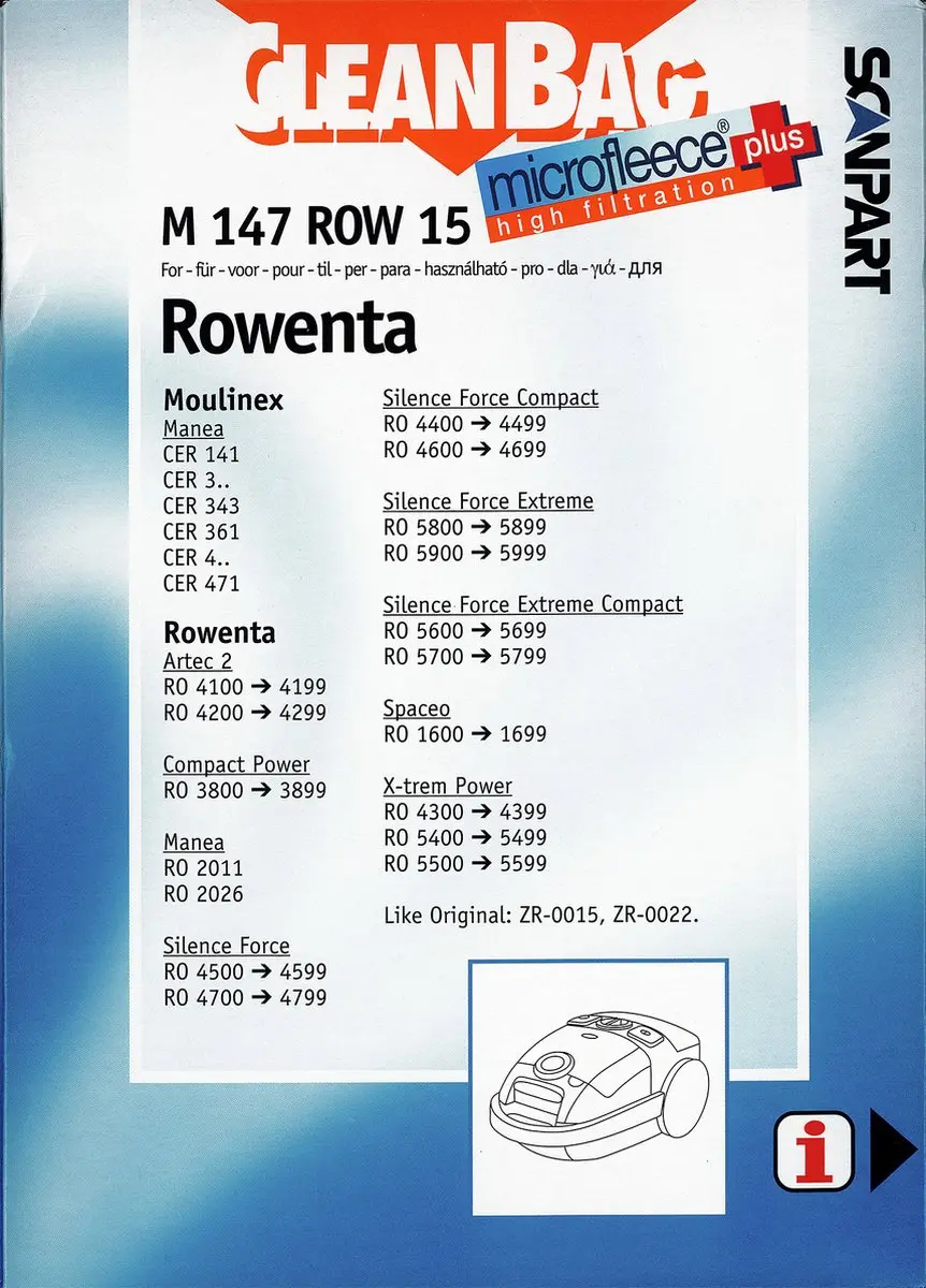 Cleanbag Stofzuigerzakken ZR00015/ZR00022 - 4 Stuks - o.a. Moulinex/Rowenta