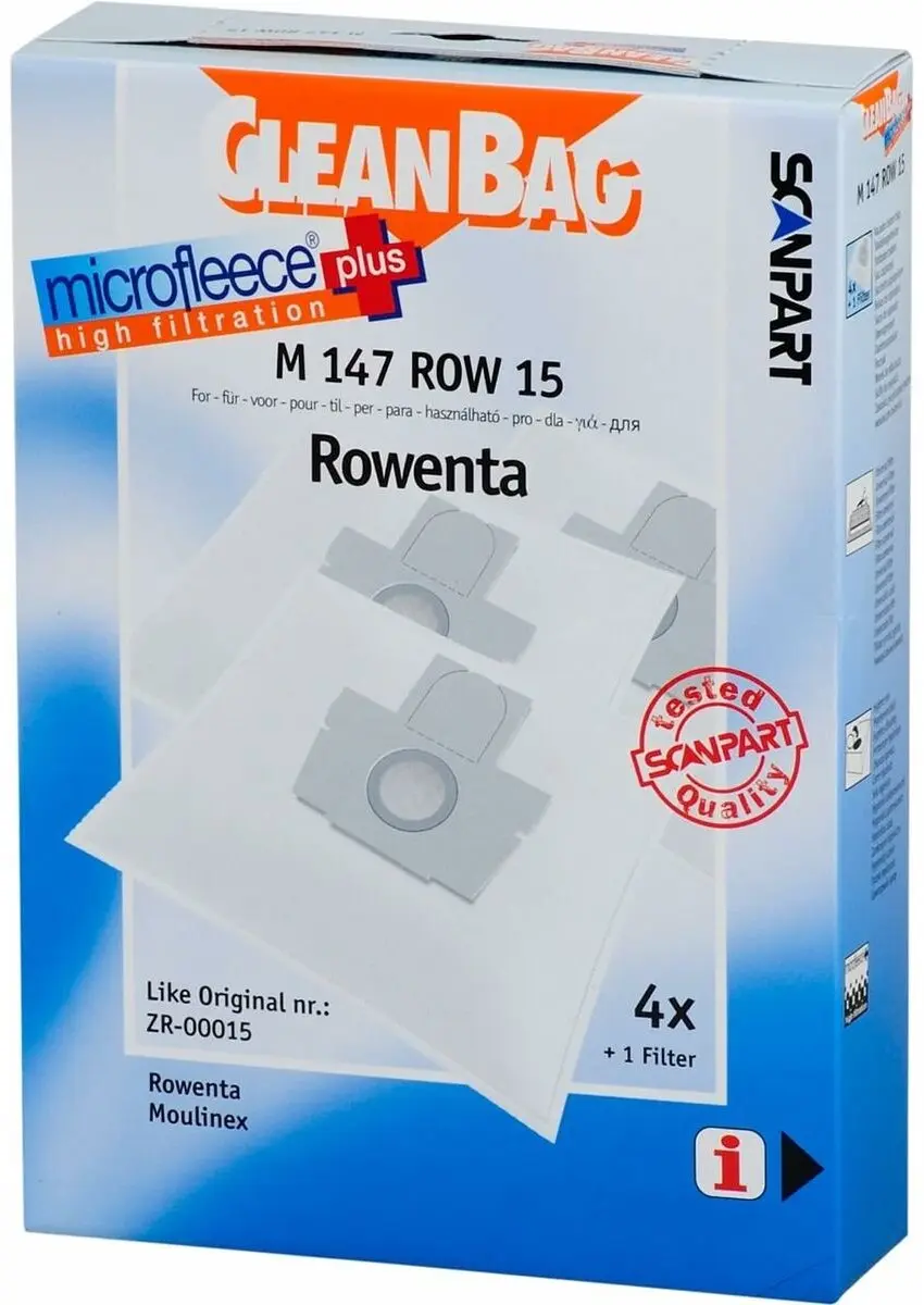 Cleanbag Stofzuigerzakken ZR00015/ZR00022 - 4 Stuks - o.a. Moulinex/Rowenta