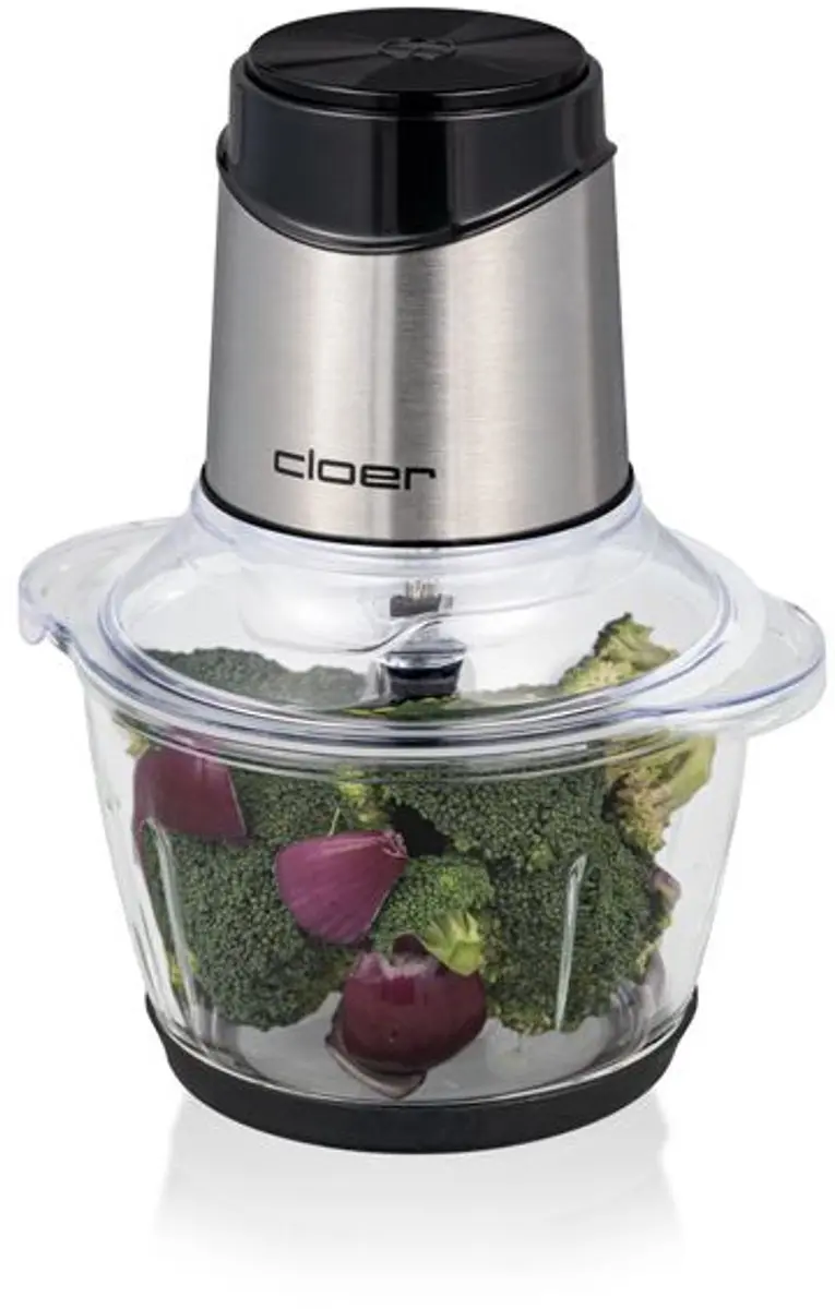 Cloer Mini Hakker 6829 - 400W - 1.2L - Zilver/Transparant