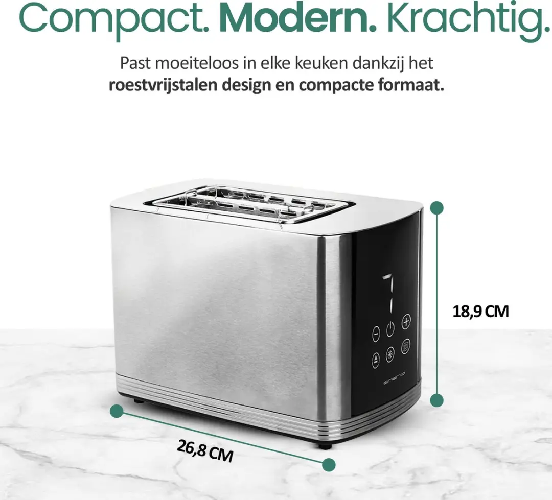 Emerio Broodrooster TO-128308 2 Sleuven - 800W - Zwart/Zilverkleurig