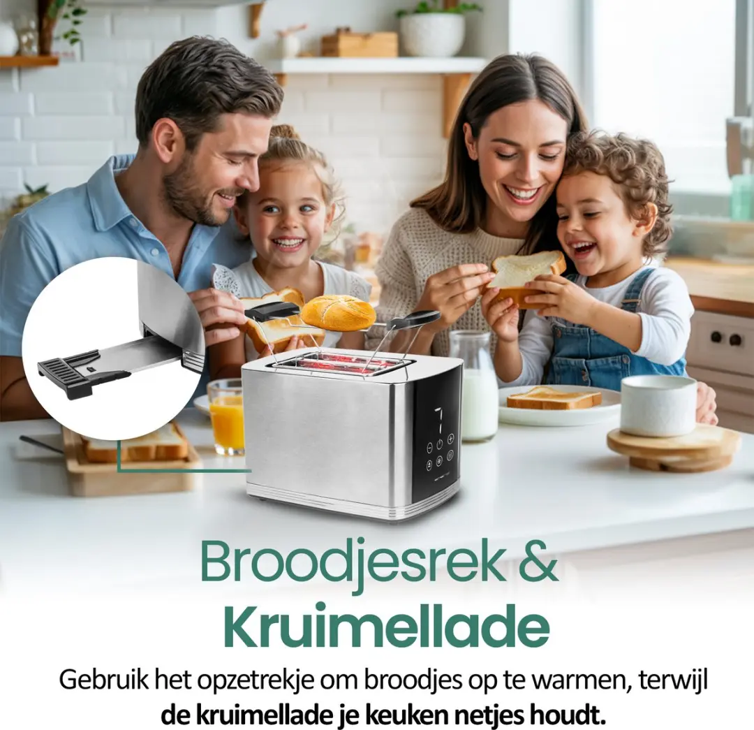 Emerio Broodrooster TO-128308 2 Sleuven - 800W - Zwart/Zilverkleurig