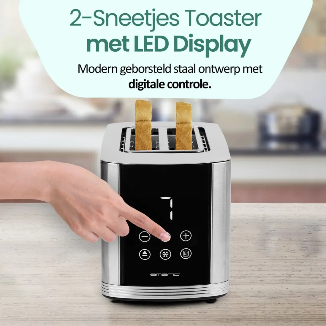 Emerio Broodrooster TO-128308 2 Sleuven - 800W - Zwart/Zilverkleurig