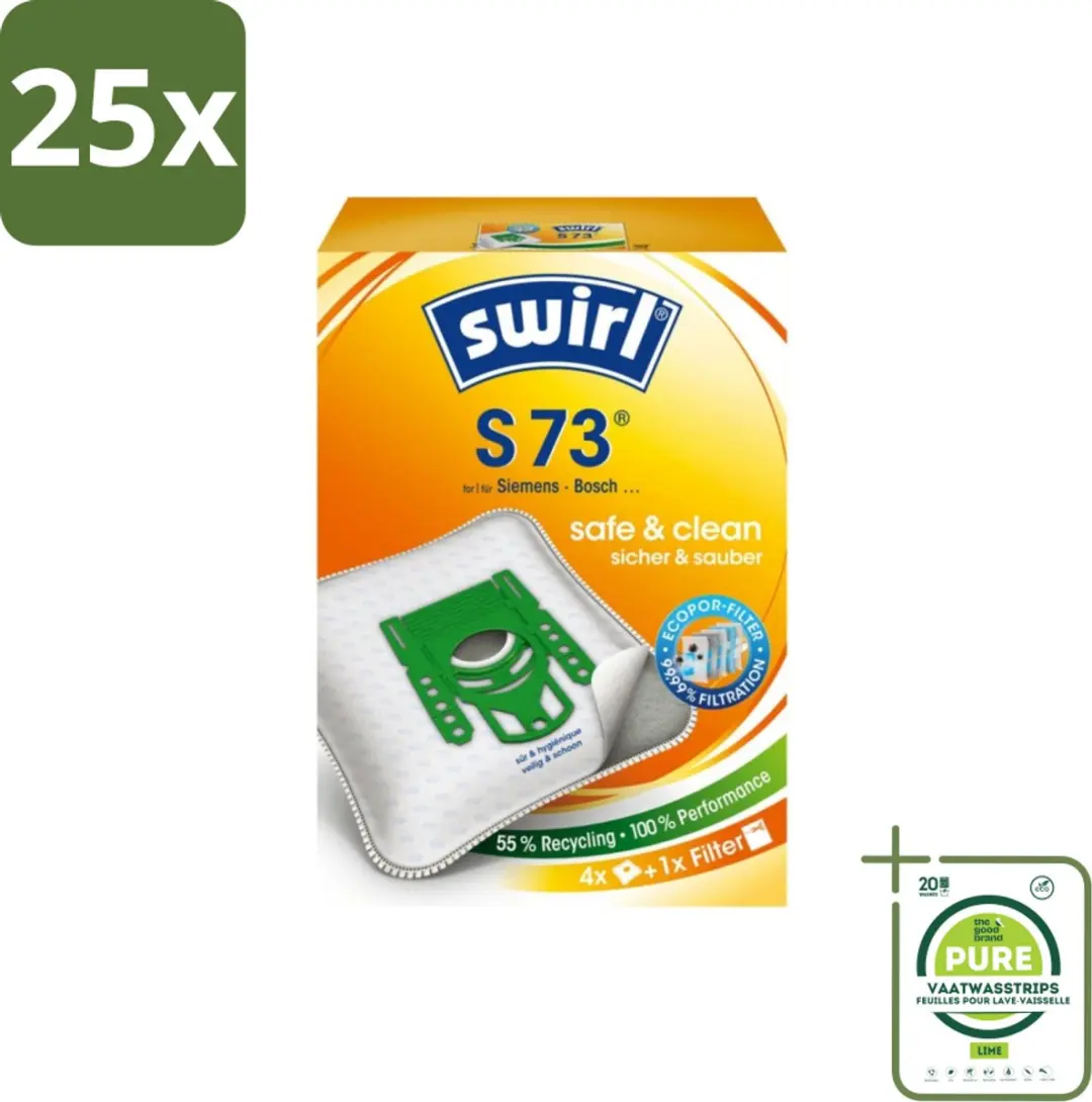 Swirl S73 Stofzuigerzakken - 100 Stuks (25x4) - Miele