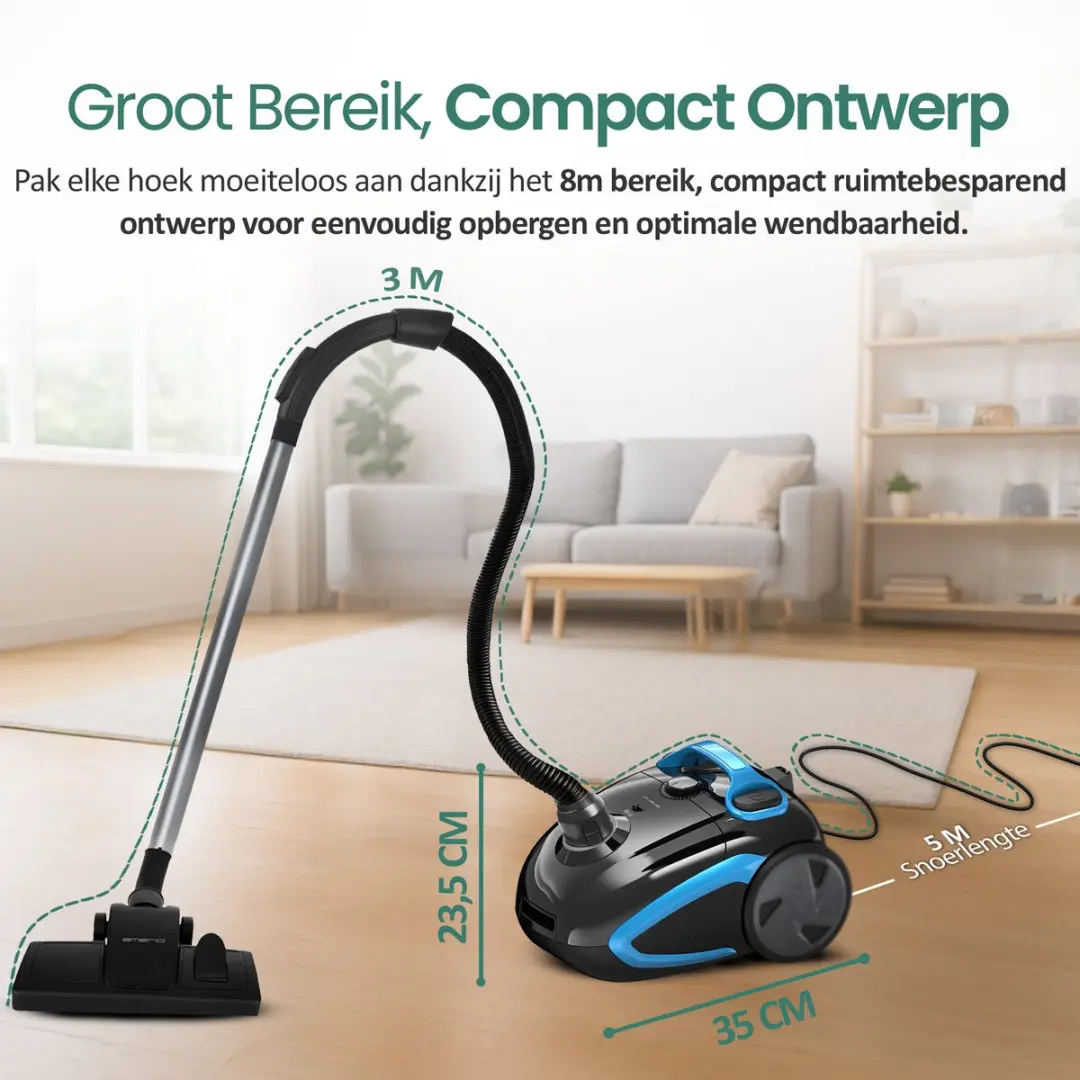 Emerio VE-112682.8 Stofzuiger 800W - 2,5L - HEPA10 - Zwart/Blauw