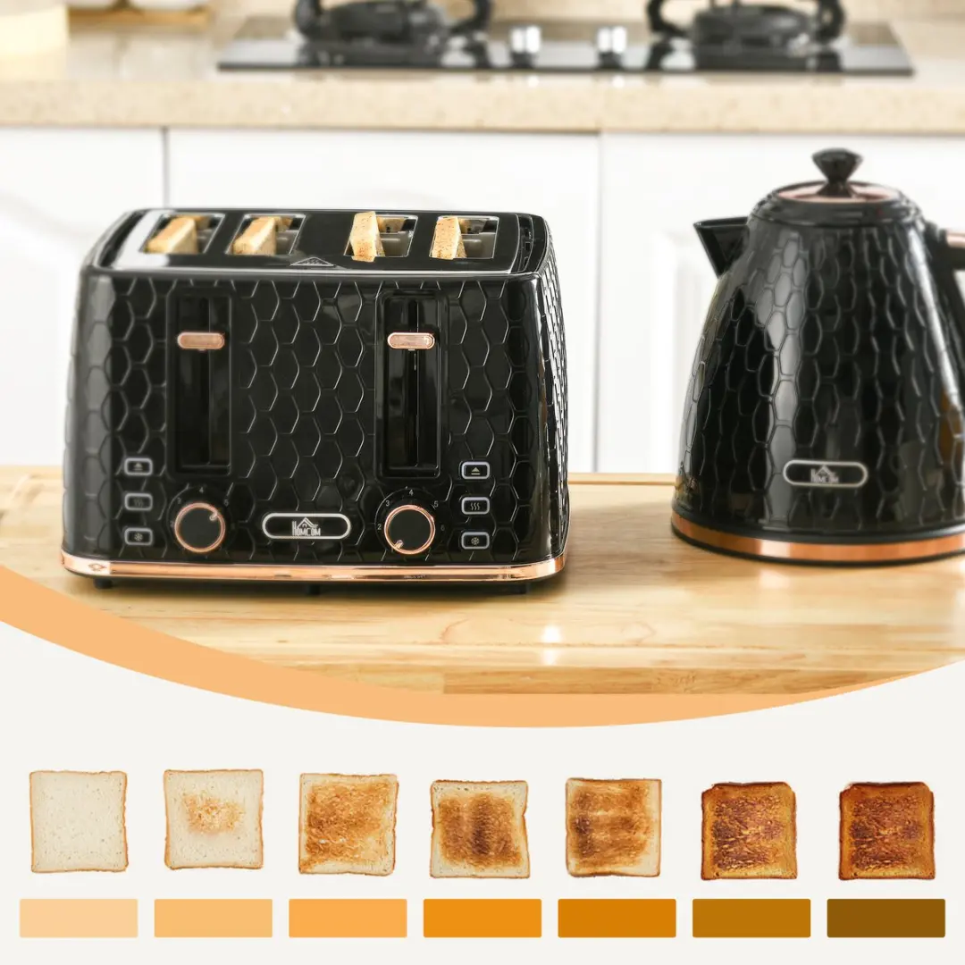 Homcom 2-in-1 Waterkoker & Broodrooster 1,7L - 2200W - Zwart
