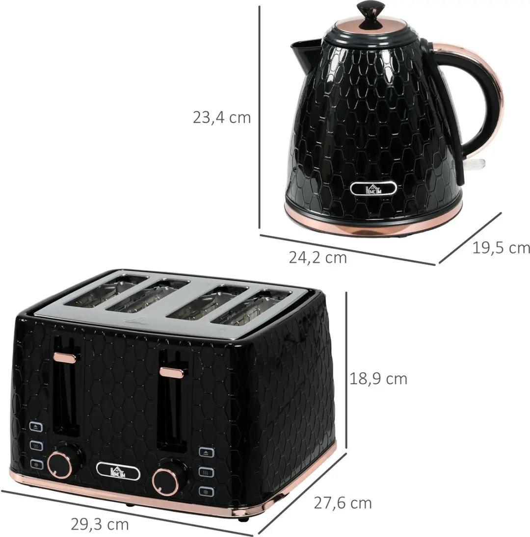 Homcom 2-in-1 Waterkoker & Broodrooster 1,7L - 2200W - Zwart