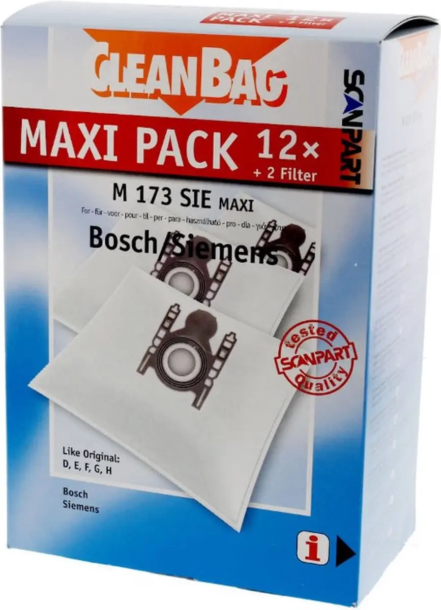Cleanbag Stofzuigerzakken M 173 SIE MAXI - 12 Stuks - o.a. Bosch/Siemens - afbeelding 6 van 6