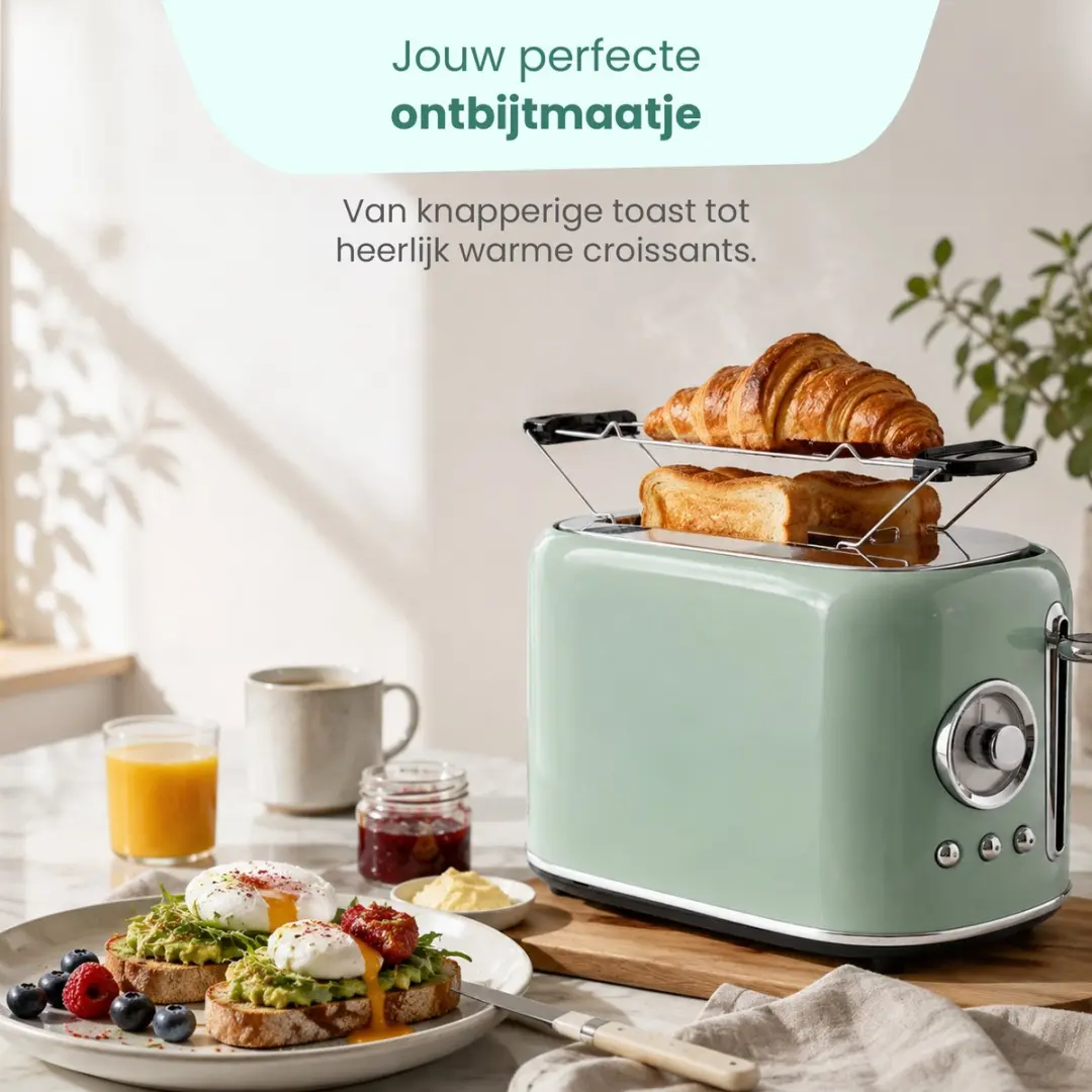 Emerio TO-133281 Broodrooster 800W - 2 Sleuven - Groen