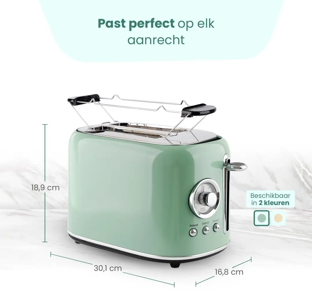 Emerio TO-133281 Broodrooster 800W - 2 Sleuven - Groen