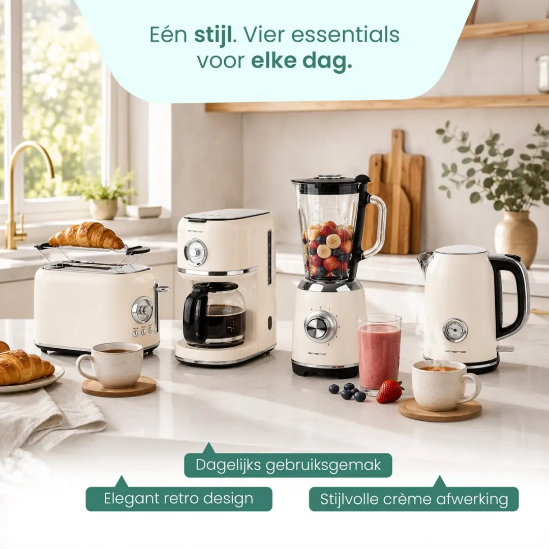 Emerio Retro Waterkoker WK-133282.1 1.7L - 2200W - Crème