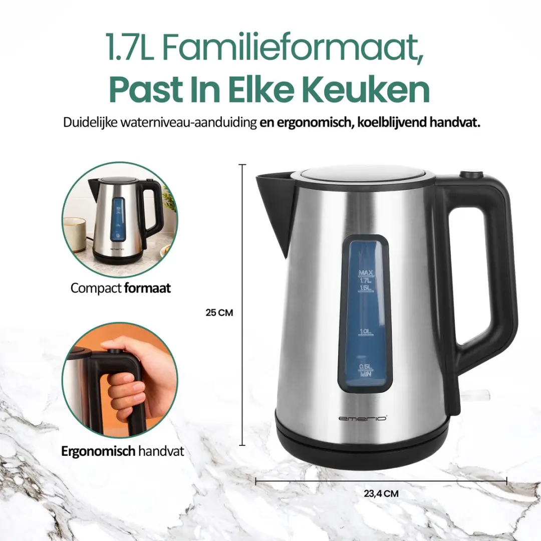 Emerio Waterkoker WK-122829 2200W - 1,7L - Zwart