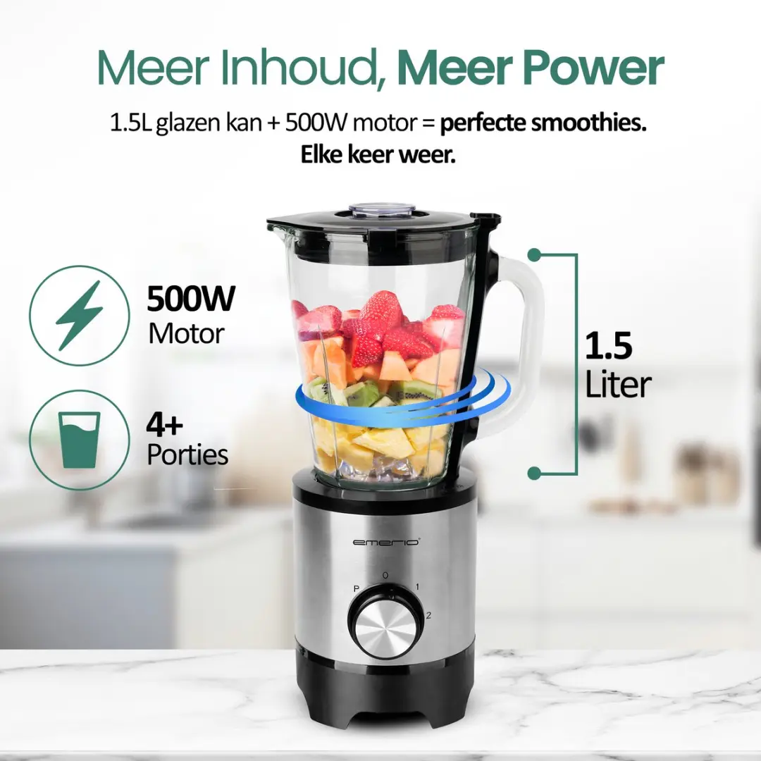 Emerio Blender BL-130988 500W - 1,5L - Zwart/Zilver