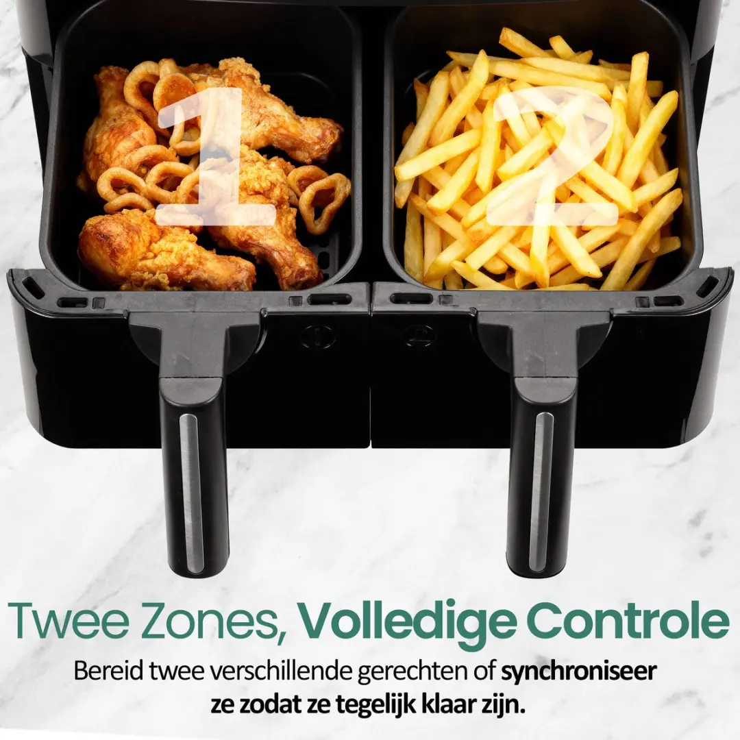 Emerio AF-130376.1 Dubbele Heteluchtfriteuse 2600W - 2x3.6L - Zwart - afbeelding 6 van 6