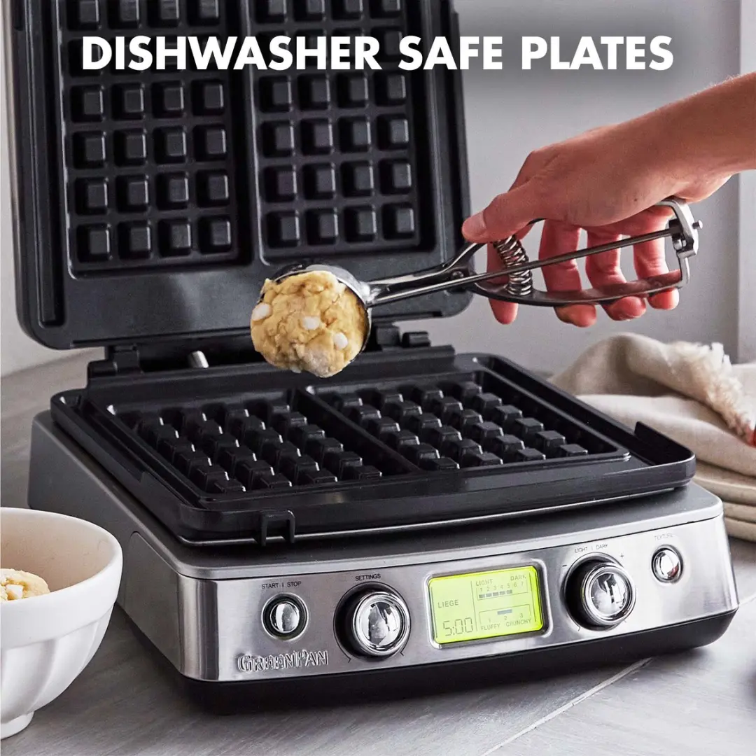GreenPan Wafelijzer 1600W - 2 Sets Wafelplaten - Roestvrij Staal