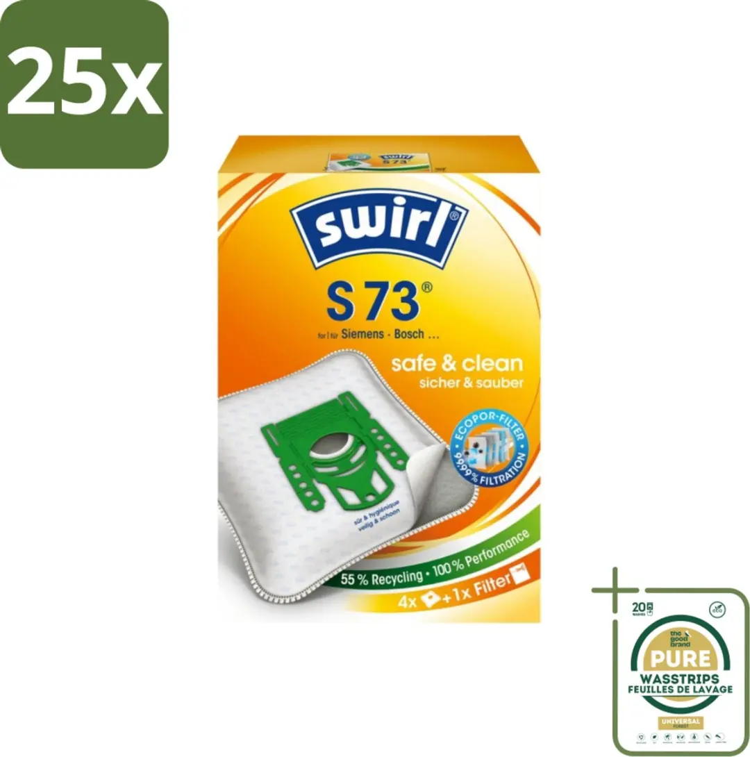 Swirl S73 Stofzuigerzakken - 100 Stuks (25x4) - Miele