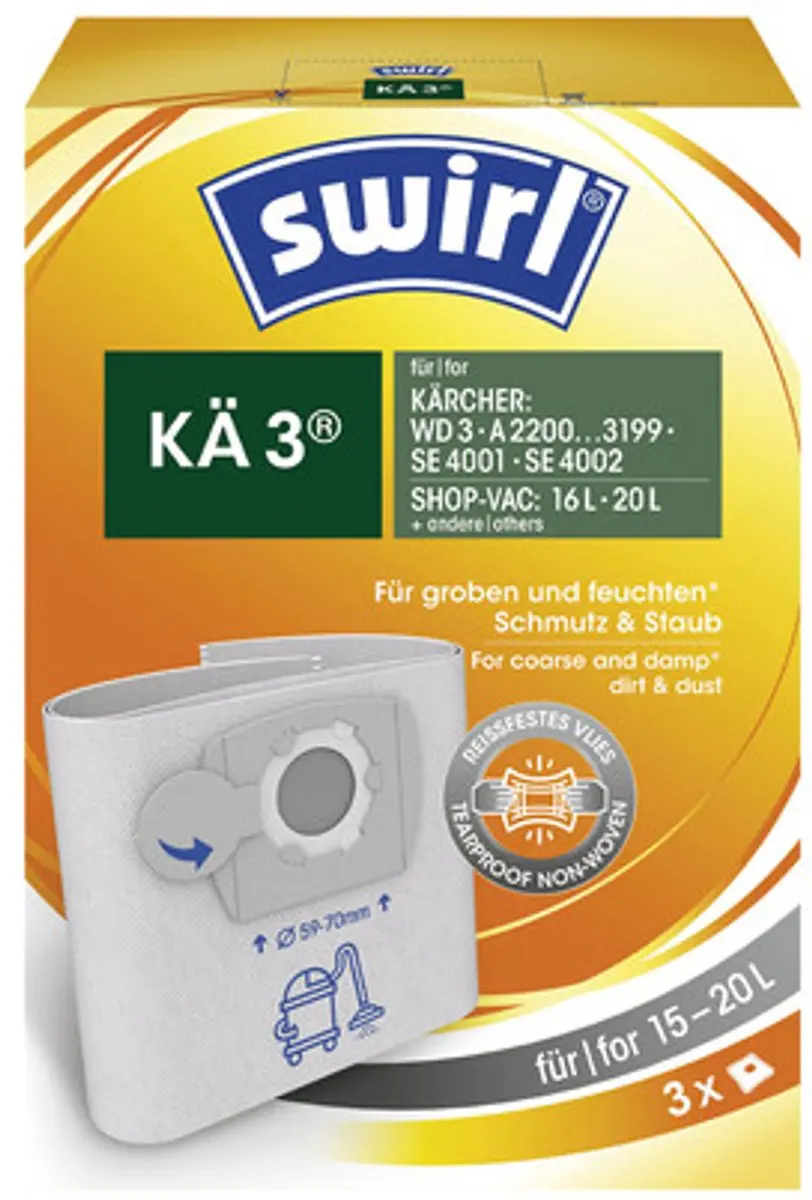 Swirl KÄ3 Stofzuigerzakken - 3 Stuks - o.a. Kärcher WD3/MV3 - afbeelding 6 van 6