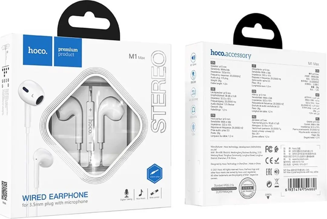 Hoco M1 Max Crystal M1 MC In-Ear Oordopjes - Wit