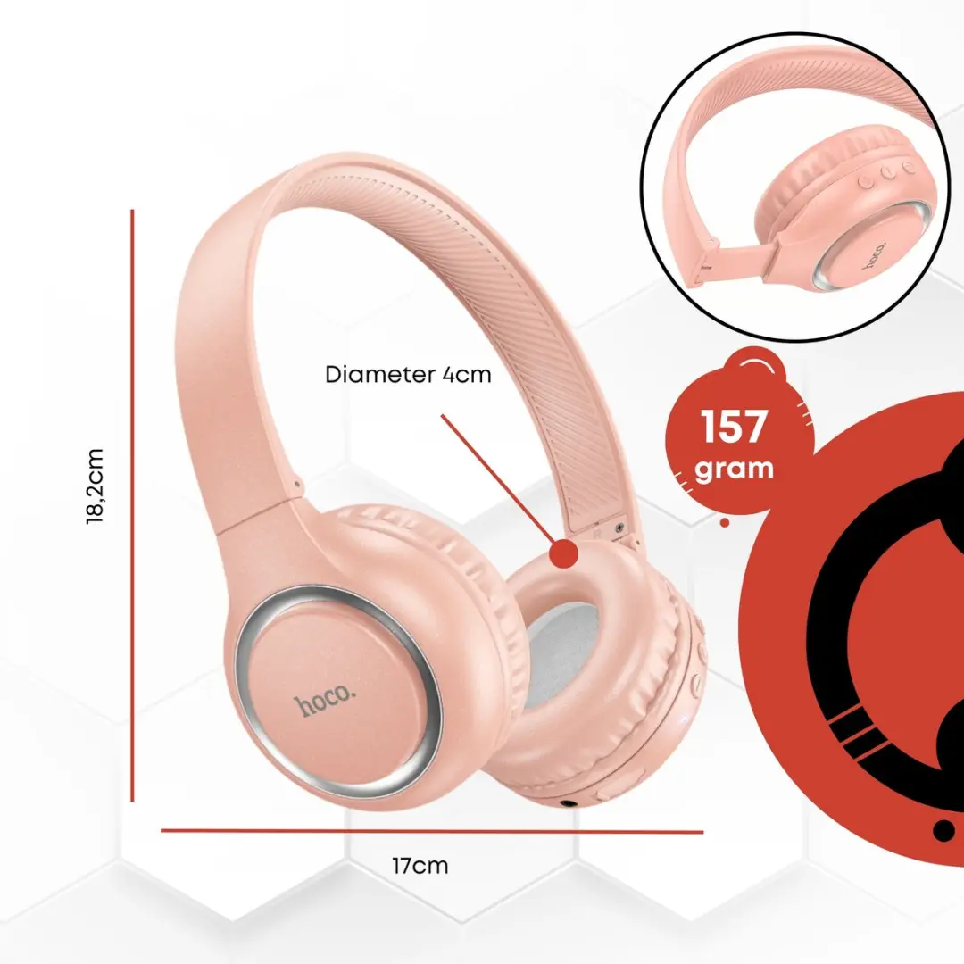 Hoco W41RT On-Ear Koptelefoon - Roze