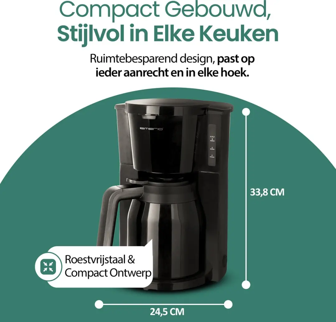 Emerio CME-125050 Koffiezetapparaat - 1L - 12 Kopjes - Zwart