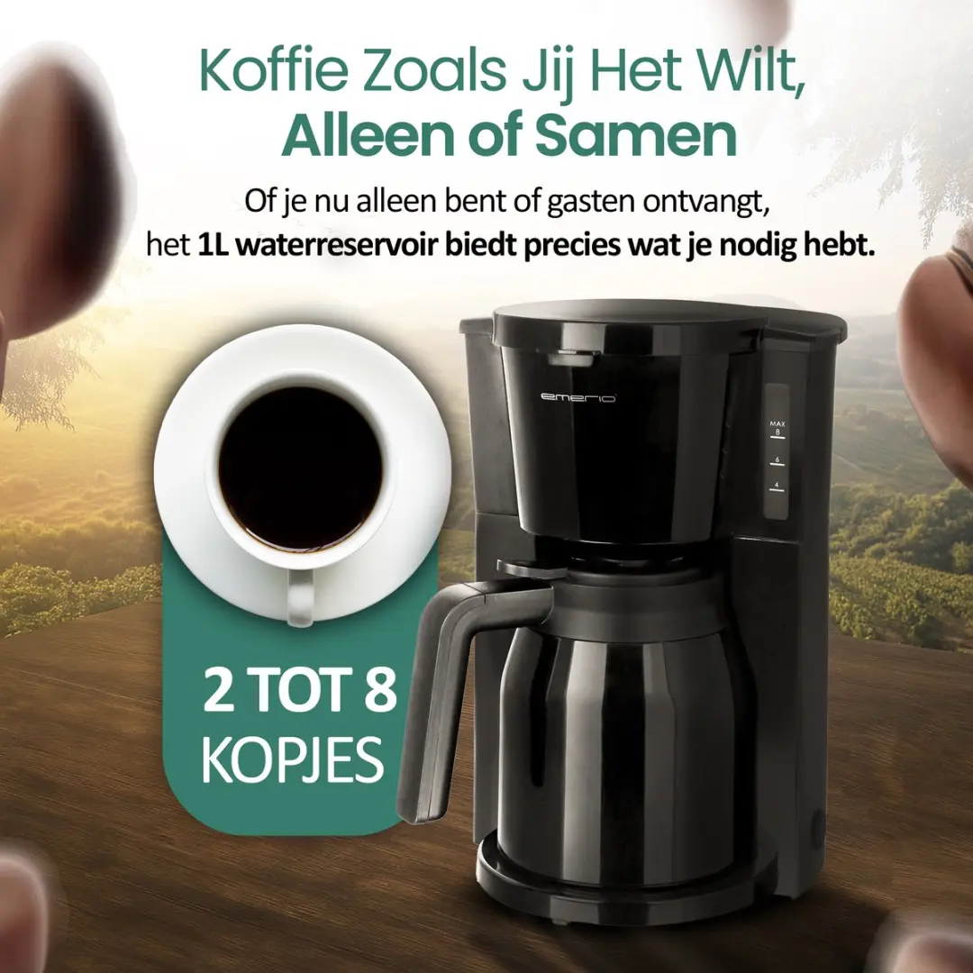 Emerio CME-125050 Koffiezetapparaat - 1L - 12 Kopjes - Zwart