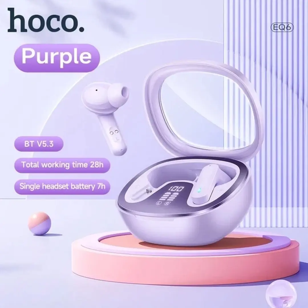 Hoco EQ6 Draadloze Oortjes - Bluetooth 5.3 - Paars