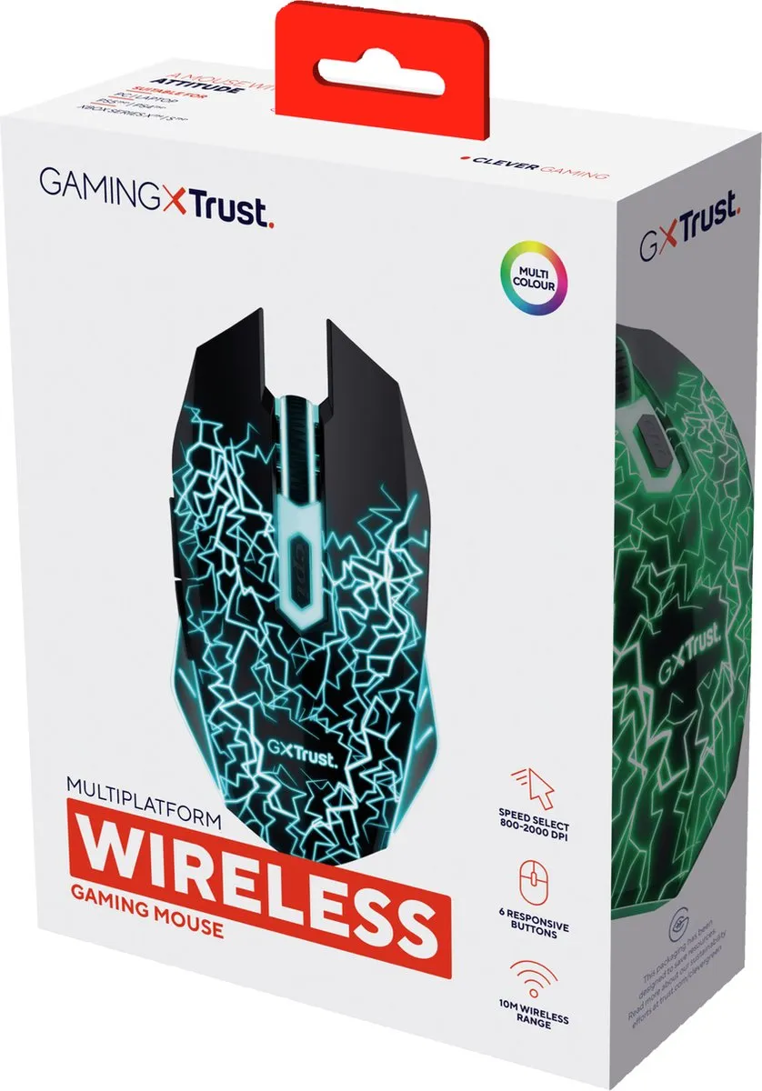 Trust 24750 Draadloze Gaming Muis - 2000 DPI - Zwart