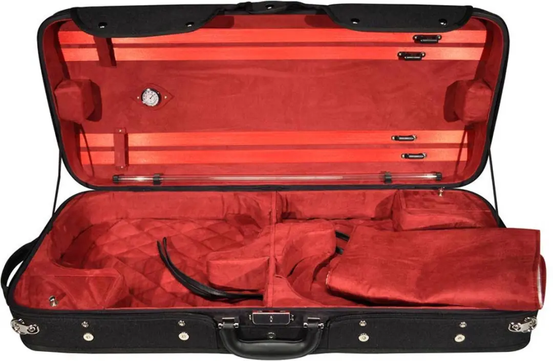 Leonardo DC-160-BR Vioolkoffer - 2 violen - Zwart/Rood