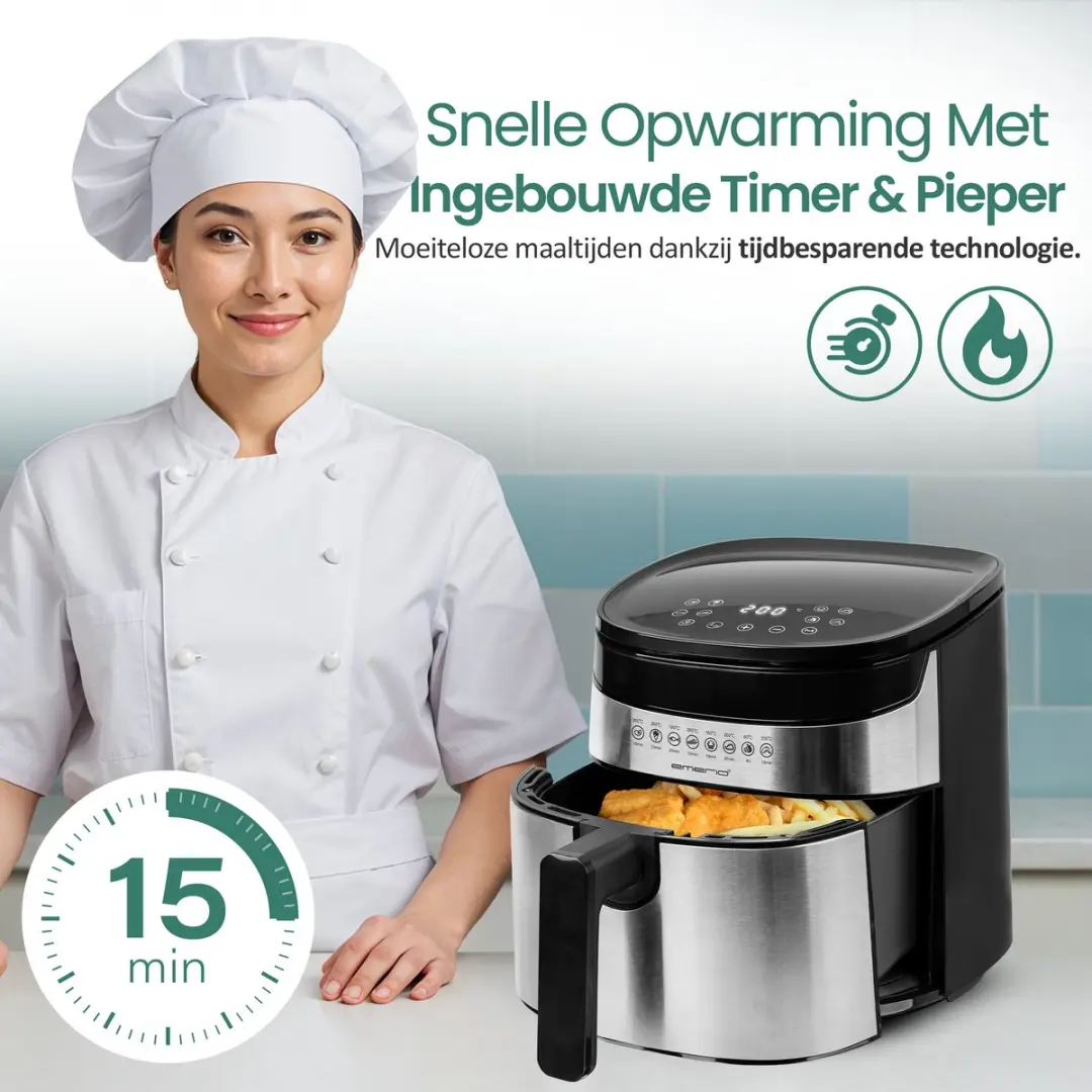 Emerio Airfryer XL AF-129084 1300W - 4,5L - 8 Programma's - Zwart