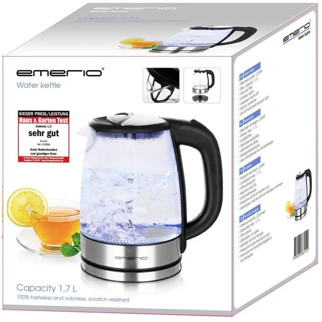 Emerio WK-119988.7 Waterkoker Snoerloos 1.7L - Zwart - afbeelding 6 van 6