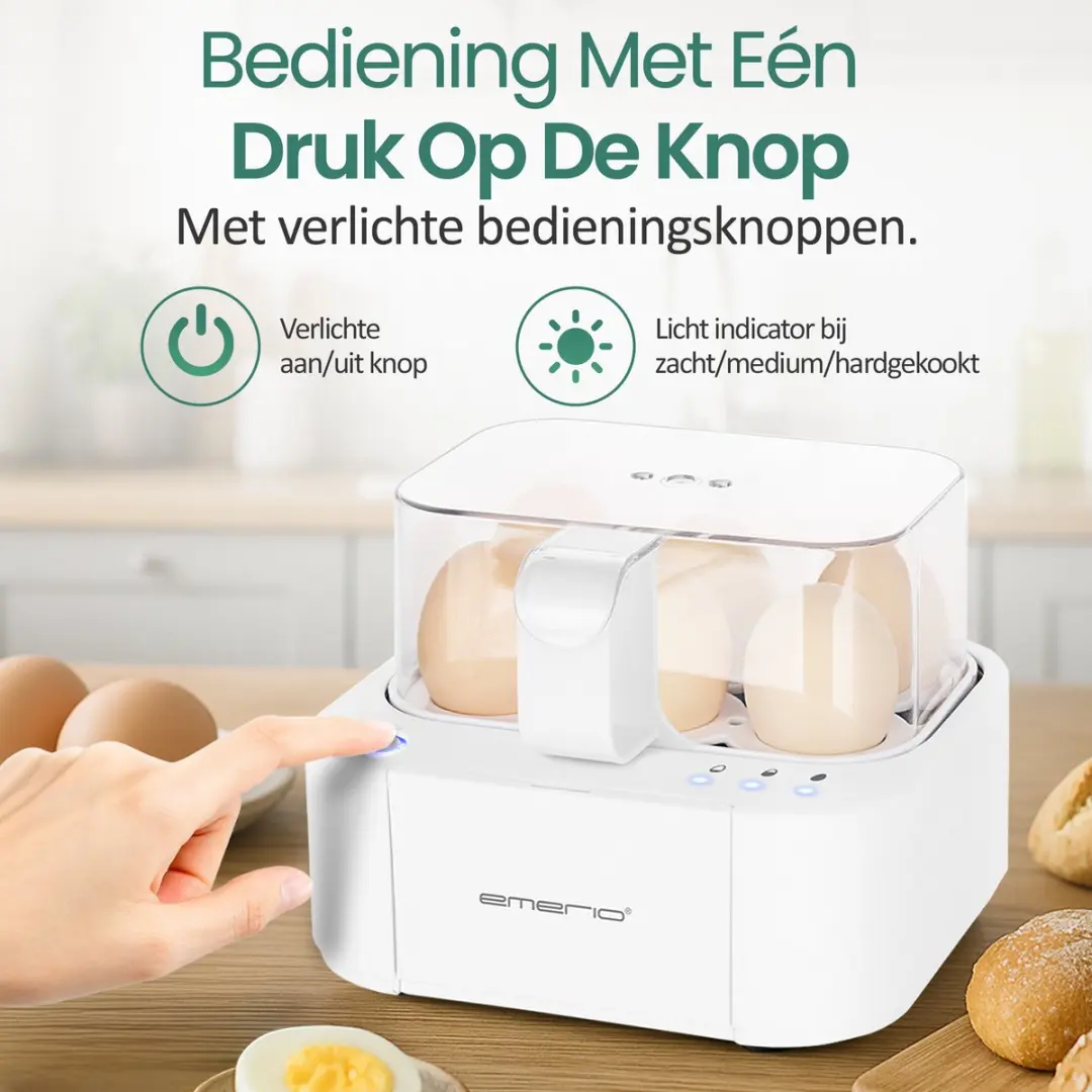 Emerio Smart Eierkoker EB-115560.14 - 6 Eieren - 400W - Wit