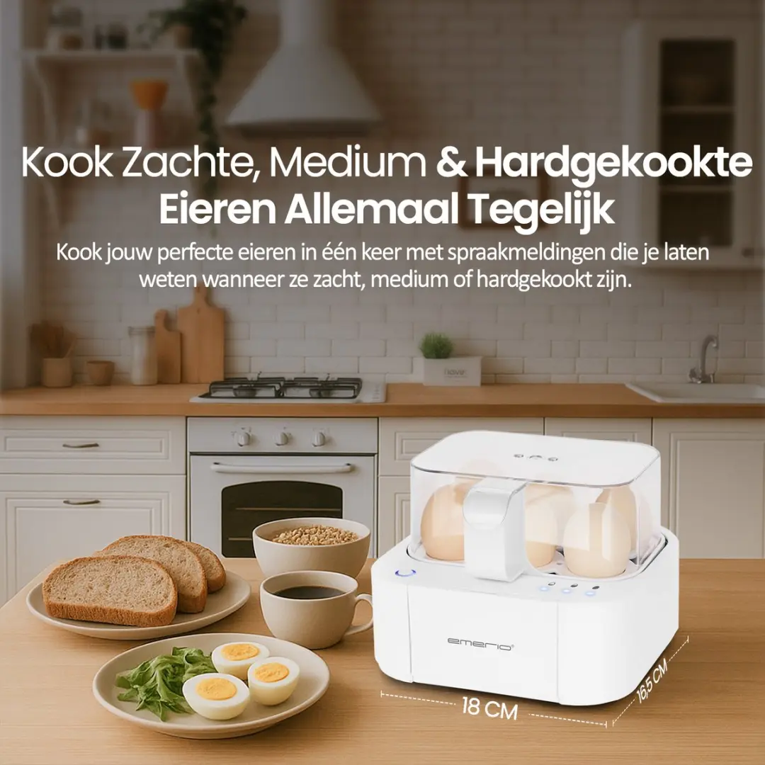 Emerio Smart Eierkoker EB-115560.14 - 6 Eieren - 400W - Wit