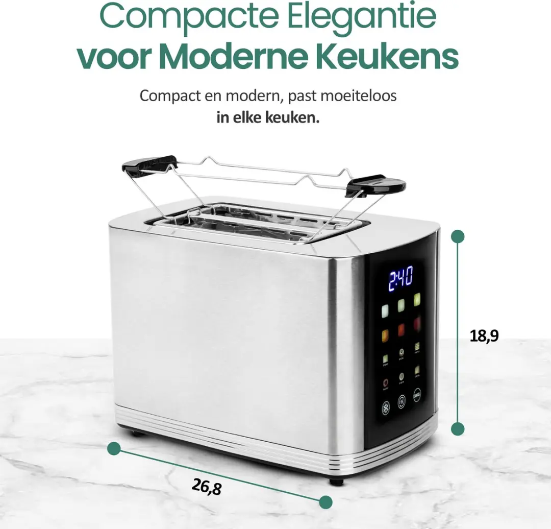 Emerio TO-132888 Broodrooster 2 Sleuven 800W - Zilverkleurig