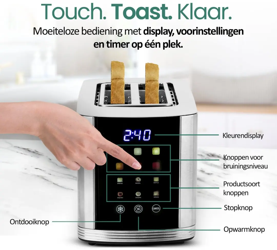 Emerio TO-132888 Broodrooster 2 Sleuven 800W - Zilverkleurig