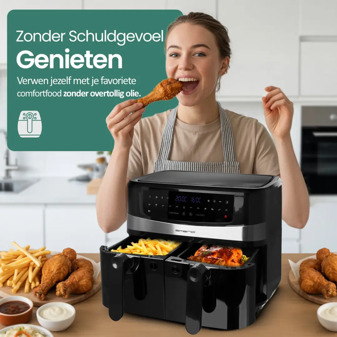 Emerio XXL Airfryer AF-126672.4 2400W - 10L - Zwart