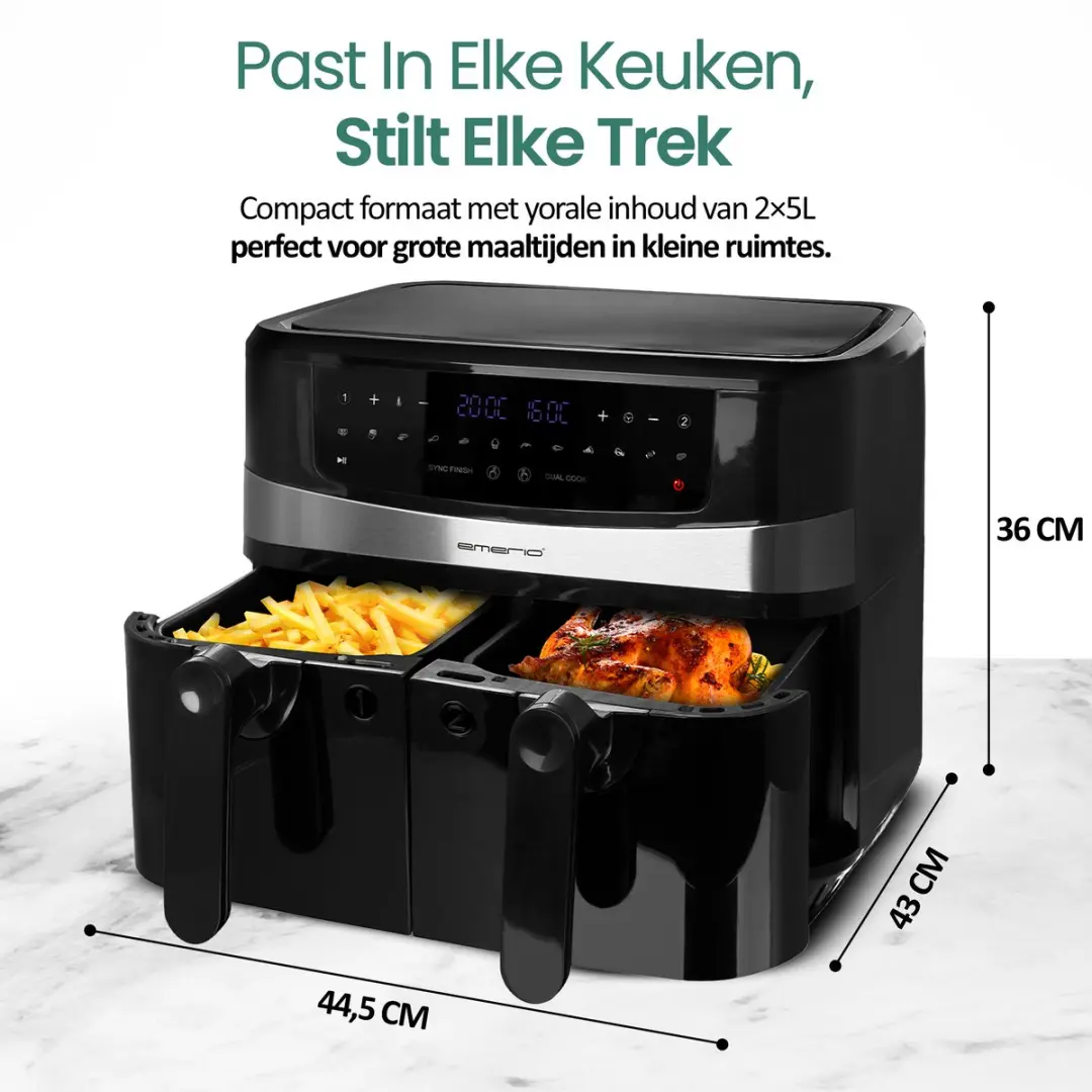 Emerio XXL Airfryer AF-126672.4 2400W - 10L - Zwart