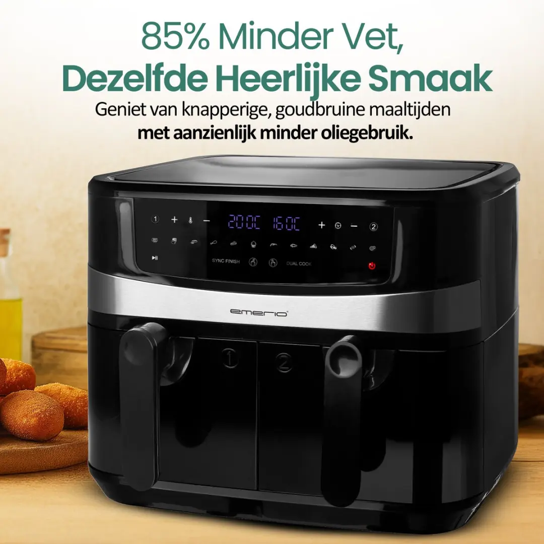 Emerio XXL Airfryer AF-126672.4 2400W - 10L - Zwart