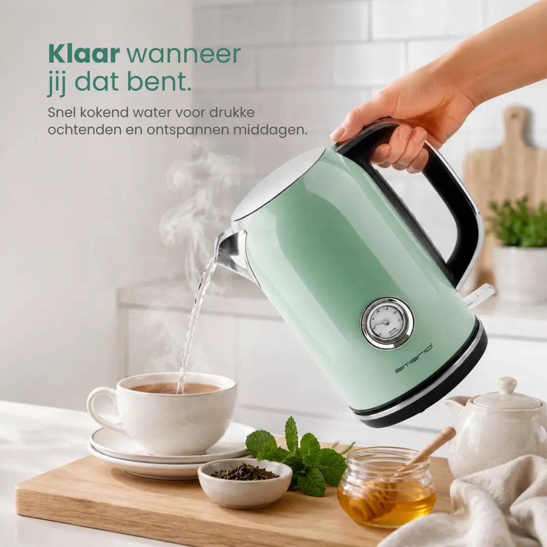 Emerio Retro Waterkoker WK-133282 Groen - 1.7L 2200W
