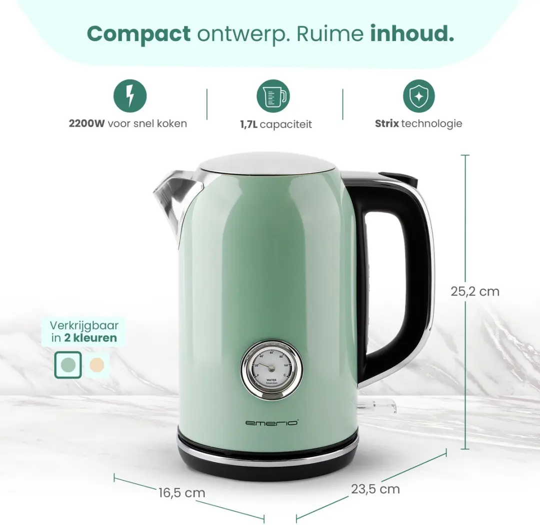 Emerio Retro Waterkoker WK-133282 Groen - 1.7L 2200W - afbeelding 6 van 6