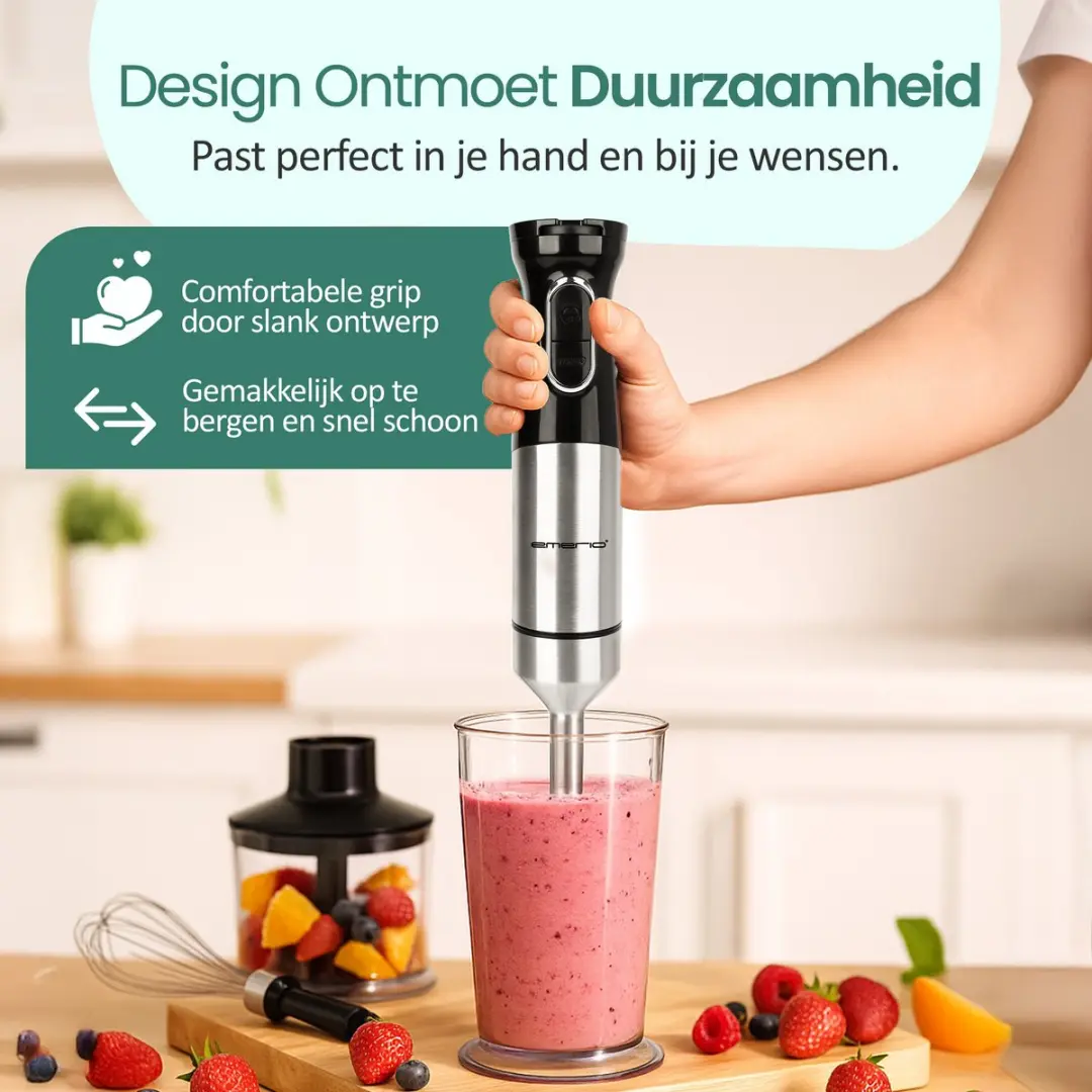 Emerio Staafmixer HB-132381 1000W - Zwart/RVS - afbeelding 6 van 6