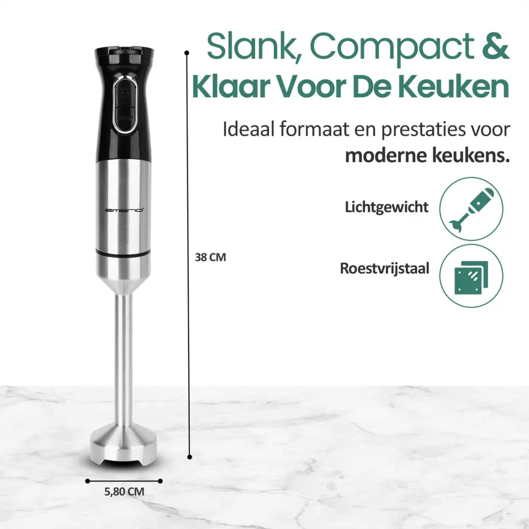 Emerio Staafmixer HB-132381 1000W - Zwart/RVS