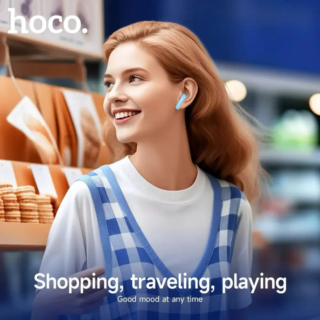Hoco EQ6 Draadloze Oortjes Bluetooth 5.3 - Beige
