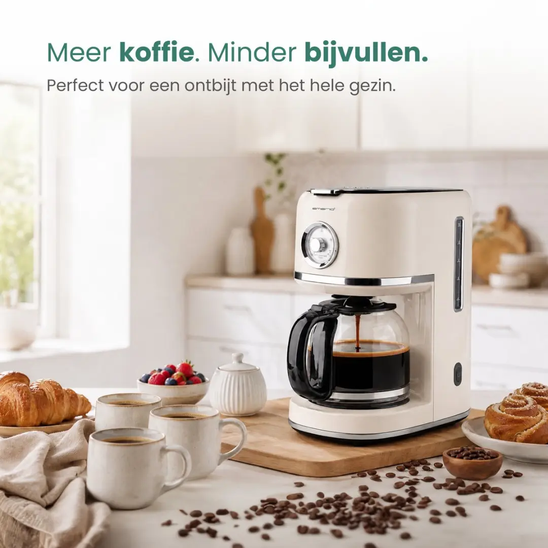 Emerio Retro Koffiezetapparaat CME-133280.1 - 1.5L - 12 Kopjes - Crème