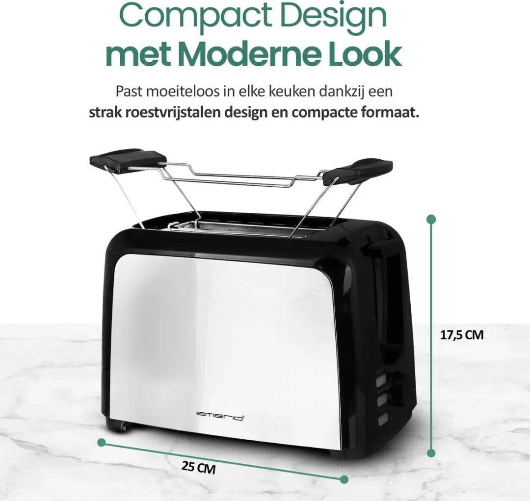 Emerio Broodrooster TO-123924 750W - 2 Sleuven - Zwart