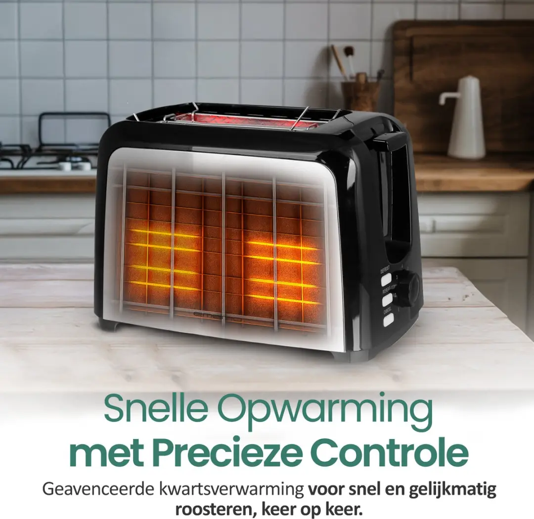 Emerio Broodrooster TO-123924 750W - 2 Sleuven - Zwart