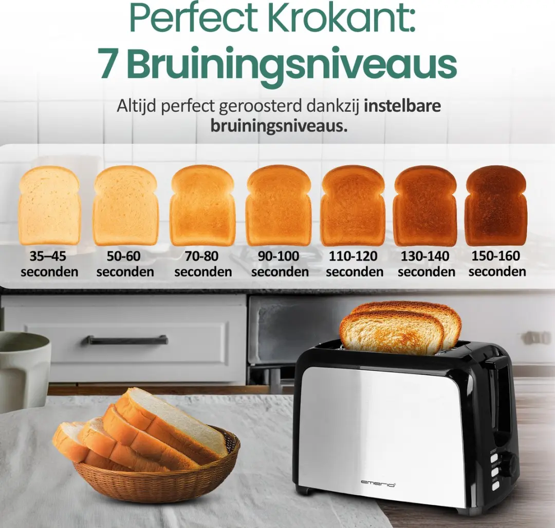 Emerio Broodrooster TO-123924 750W - 2 Sleuven - Zwart
