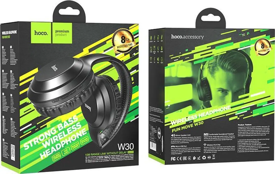 Hoco W30 Fun Move Draadloze Koptelefoon - Zwart - afbeelding 6 van 6