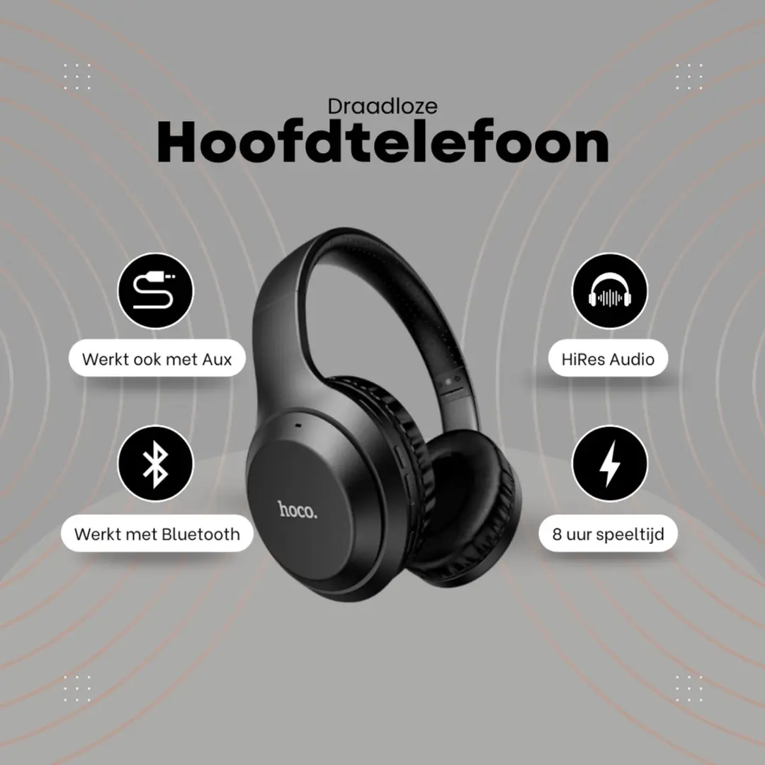 Hoco W30 Fun Move Draadloze Koptelefoon - Zwart