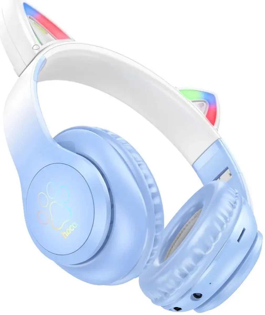Hoco W42 Draadloze Kinderkoptelefoon - Max 85dB - Blauw Katten